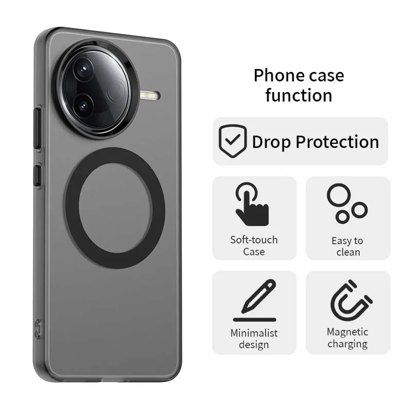 Funda compatible con Xiaomi Redmi K80 5G, compatible con MagSafe, anticaída, híbrida, con tapa trasera para teléfono - Negro