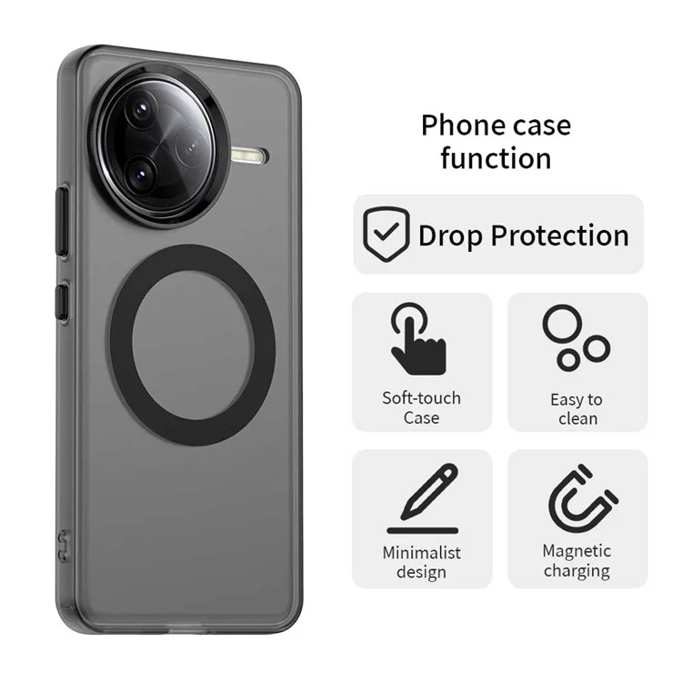 For Xiaomi Poco F7 Ultra 5G / Redmi K80 Pro 5G Case Compatible with MagSafe Anti Drop Hybrid Phone Back Cover - Black