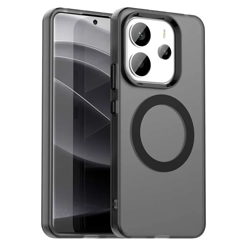 For Xiaomi Redmi Note 14 4G (163.25mm) Magnetic Case Anti Drop Hybrid Phone Back Cover - Black