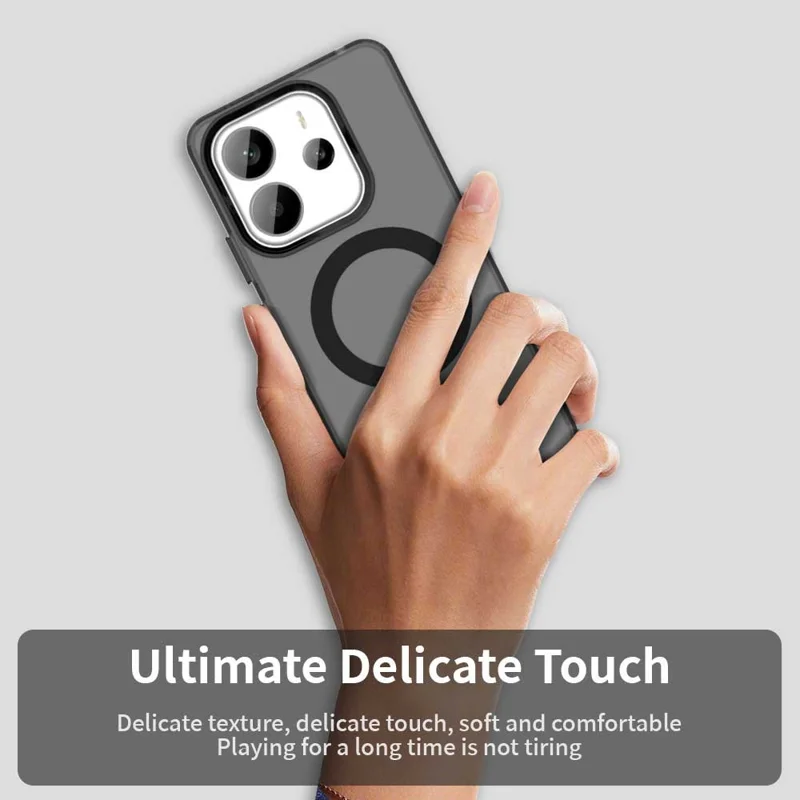For Xiaomi Redmi Note 14 4G (163.25mm) Magnetic Case Anti Drop Hybrid Phone Back Cover - Black