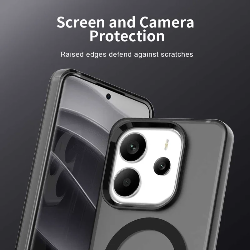 For Xiaomi Redmi Note 14 4G (163.25mm) Magnetic Case Anti Drop Hybrid Phone Back Cover - Black