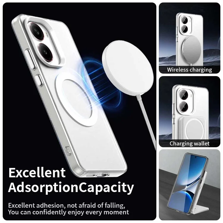 For Xiaomi Redmi Turbo 4 5G / Poco X7 Pro 5G Case Compatible with MagSafe Anti Drop Hybrid Phone Back Cover - White