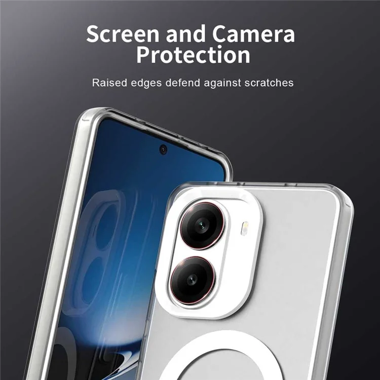 For Xiaomi Redmi Turbo 4 5G / Poco X7 Pro 5G Case Compatible with MagSafe Anti Drop Hybrid Phone Back Cover - White