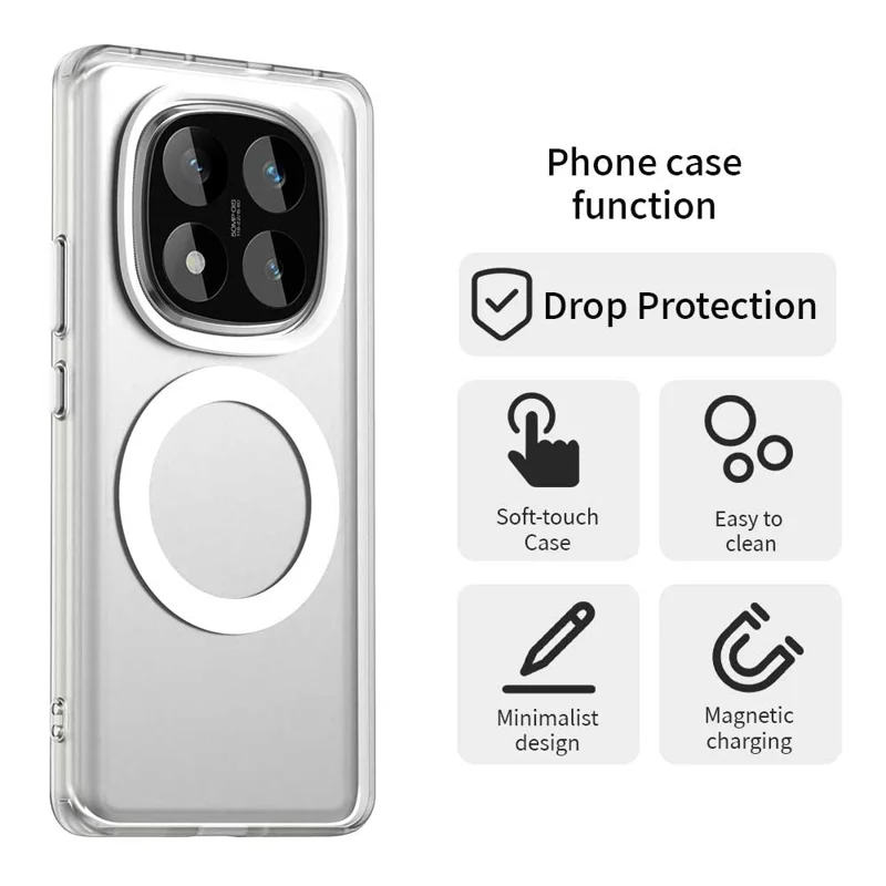 For Xiaomi Redmi Note 14 Pro 4G Magnetic Case Anti Drop Hybrid Phone Back Cover - White