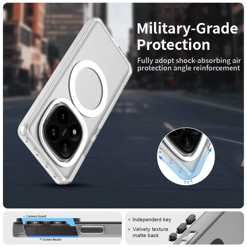 For Xiaomi Redmi Note 14 Pro 4G Magnetic Case Anti Drop Hybrid Phone Back Cover - White