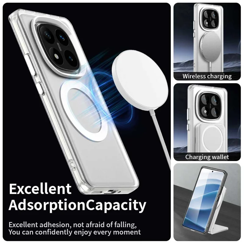 For Xiaomi Redmi Note 14 Pro 4G Magnetic Case Anti Drop Hybrid Phone Back Cover - White