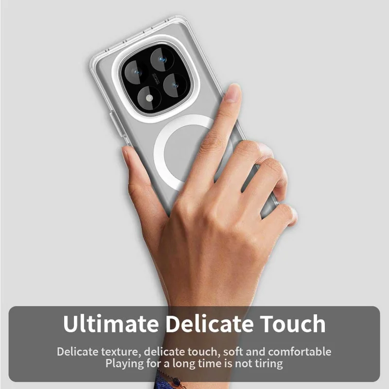 For Xiaomi Redmi Note 14 Pro 4G Magnetic Case Anti Drop Hybrid Phone Back Cover - White