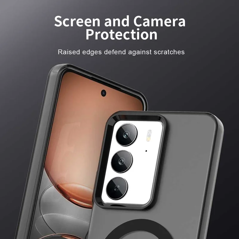 For Realme C75 4G Case Compatible with MagSafe Anti Drop Hybrid Phone Back Cover - Black