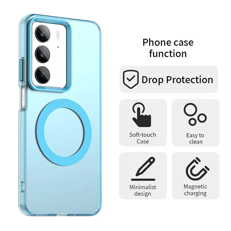 For Realme C75 4G Case Compatible with MagSafe Anti Drop Hybrid Phone Back Cover - Blue