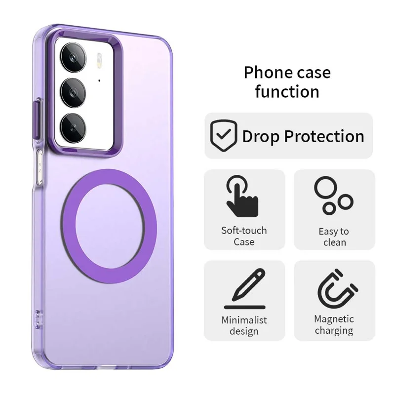 For Realme C75 4G Magnetic Case Anti Drop Hybrid Phone Back Cover - Purple