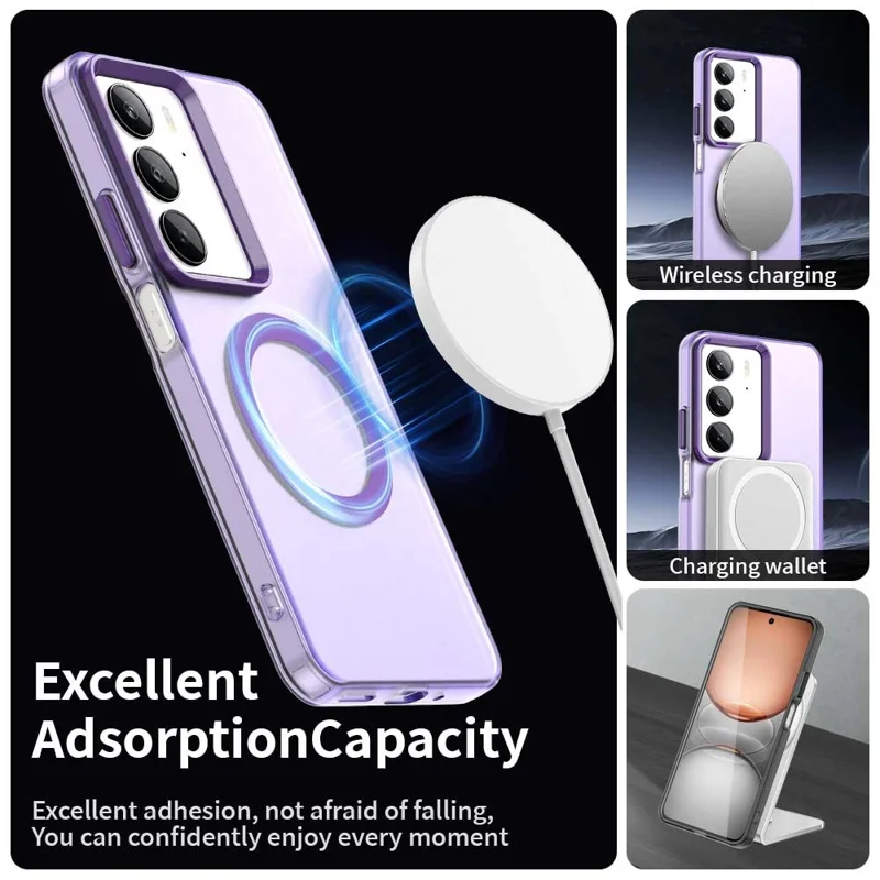 For Realme C75 4G Magnetic Case Anti Drop Hybrid Phone Back Cover - Purple
