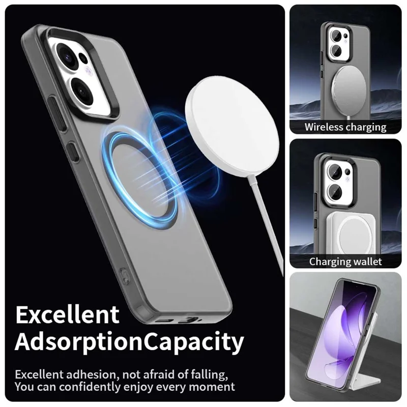 For Oppo Reno13 F 5G Case Compatible with MagSafe Anti Drop Hybrid Phone Back Cover - Black