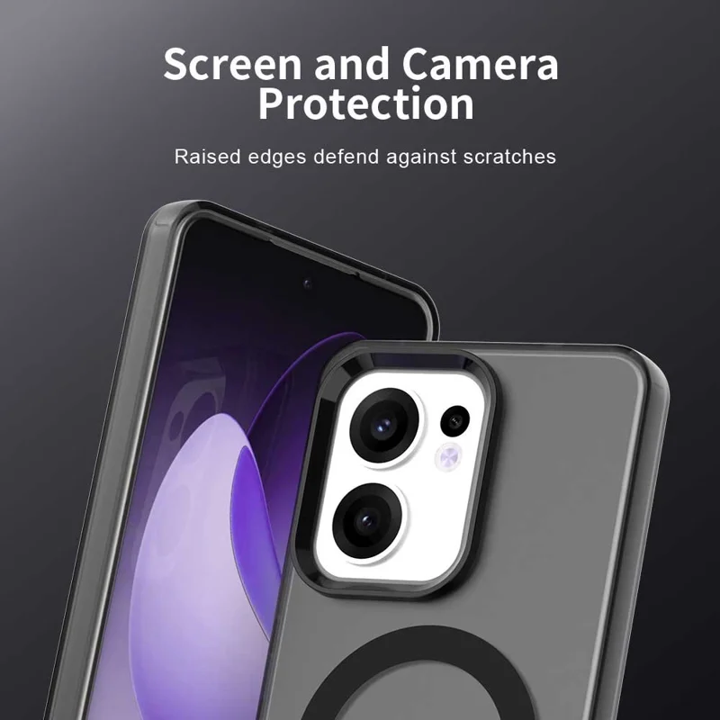 For Oppo Reno13 F 5G Case Compatible with MagSafe Anti Drop Hybrid Phone Back Cover - Black