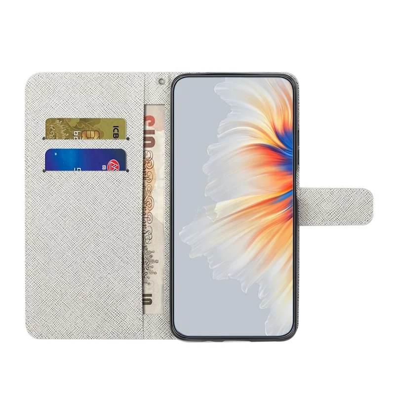 For Samsung Galaxy S25 Edge Case Pattern Print PU Leather Wallet Phone Cover Cross Texture - Blue Flower
