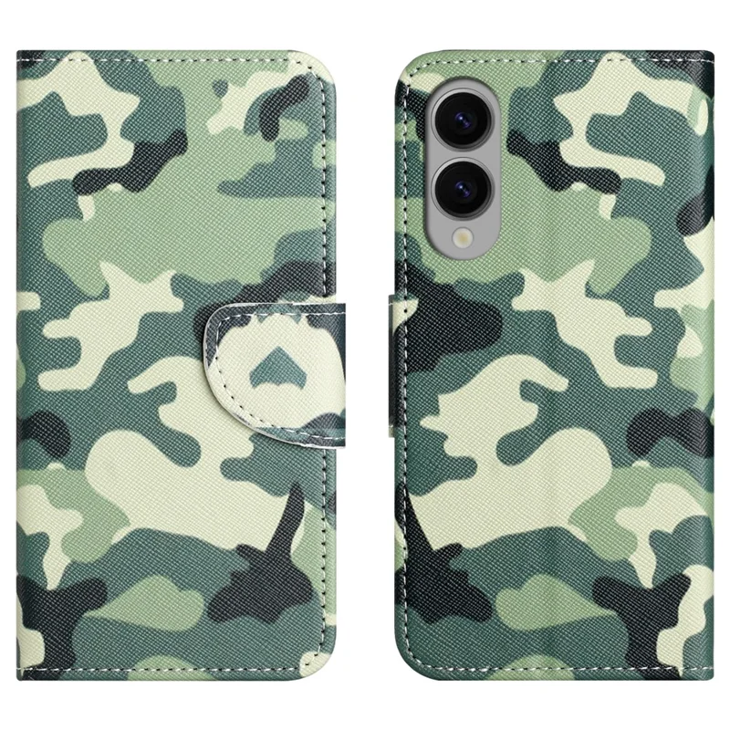 For Samsung Galaxy S25 Edge Case Pattern Printing Cross Texture Leather Phone Cover - Camouflage