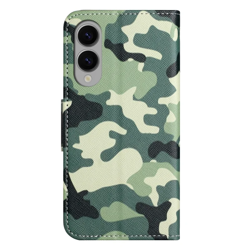 For Samsung Galaxy S25 Edge Case Pattern Printing Cross Texture Leather Phone Cover - Camouflage