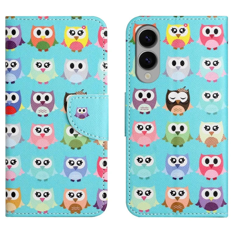 Cover per Samsung Galaxy S25 Edge con Stampa a Motivo Texture Incrociata in Pelle - Gufi