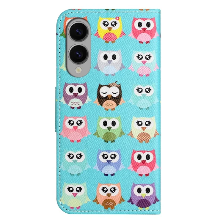 Cover per Samsung Galaxy S25 Edge con Stampa a Motivo Texture Incrociata in Pelle - Gufi