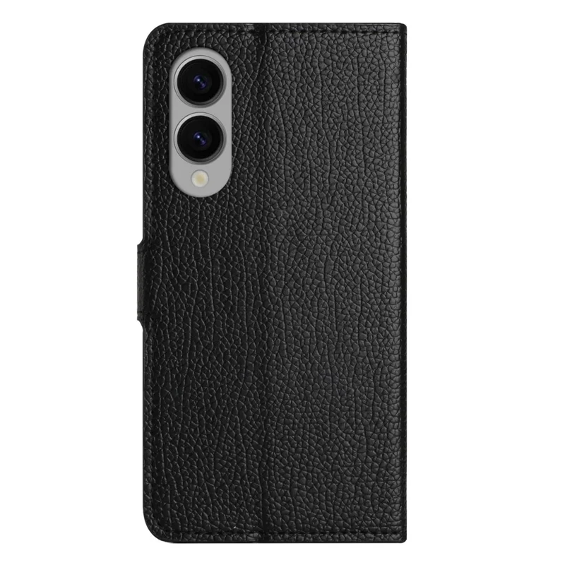 Für Samsung Galaxy S25 Edge Hülle Kunstleder Geldbörse Handyhülle Litschi-Textur, Schwarz
