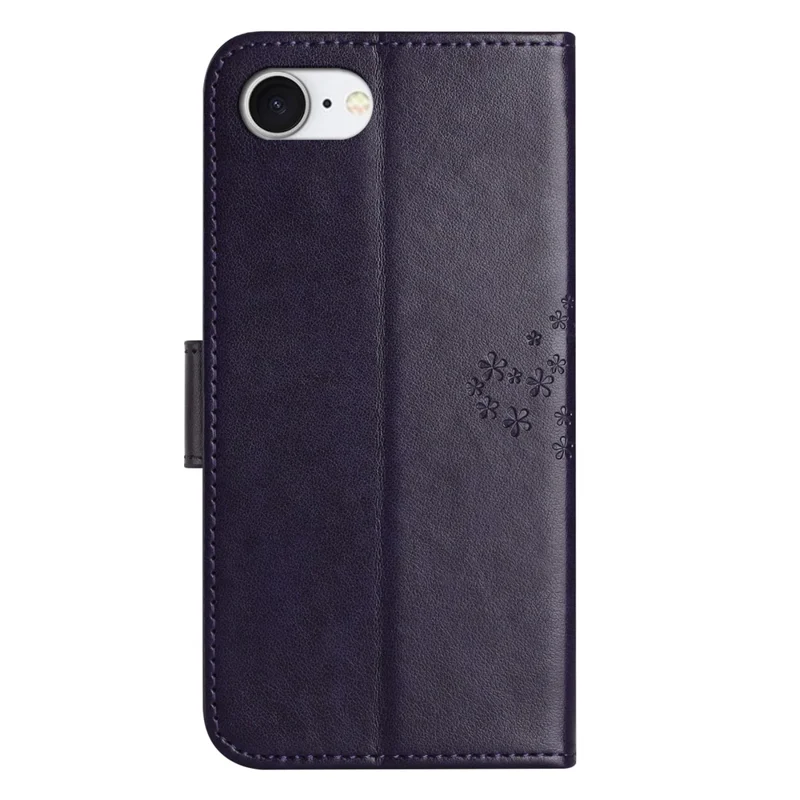 Voor iPhone 16e Hoesje PU Leren Uil Boom Afdruk Portemonnee Telefoonhoes - Donkerpaars