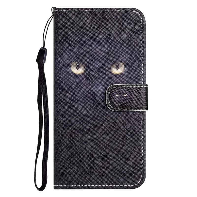 For iPhone 16e Case Pattern Print PU Leather Wallet Phone Cover Cross Texture - Cat's Eye