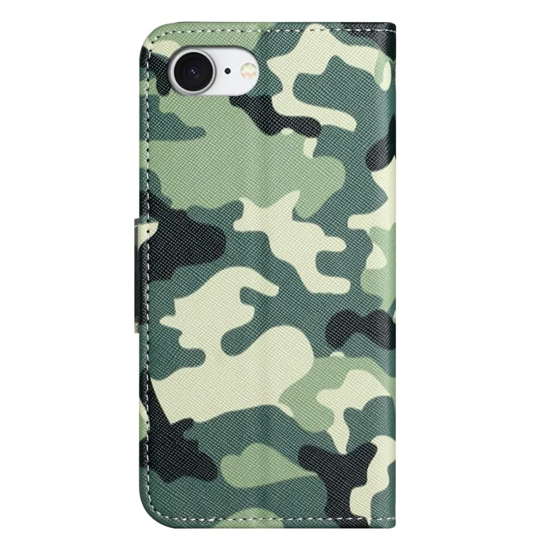 For iPhone 17e / 16e Case Pattern Printing Cross Texture Leather Phone Cover - Camouflage