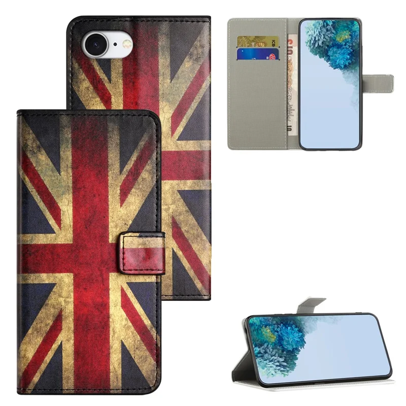 For iPhone 16e Case Pattern Print PU Leather Wallet Phone Cover - Union Jack