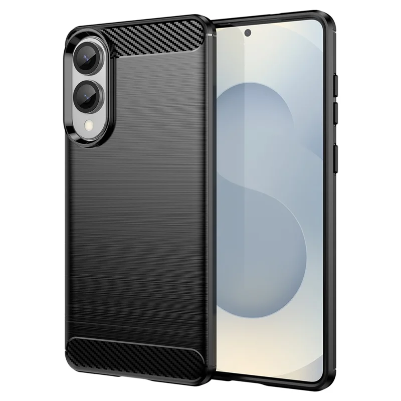 For Samsung Galaxy S25 Edge / S25 Slim Case Protective Phone Cover Carbon Fiber Texture Brushed - Black
