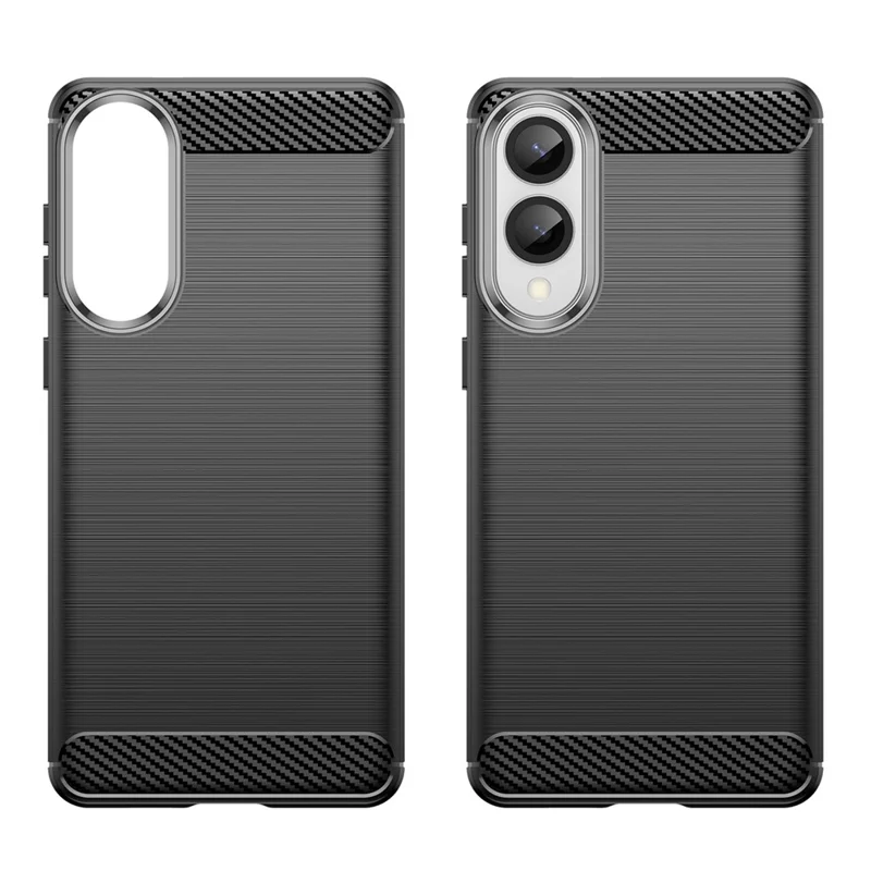 For Samsung Galaxy S25 Edge / S25 Slim Case Protective Phone Cover Carbon Fiber Texture Brushed - Black