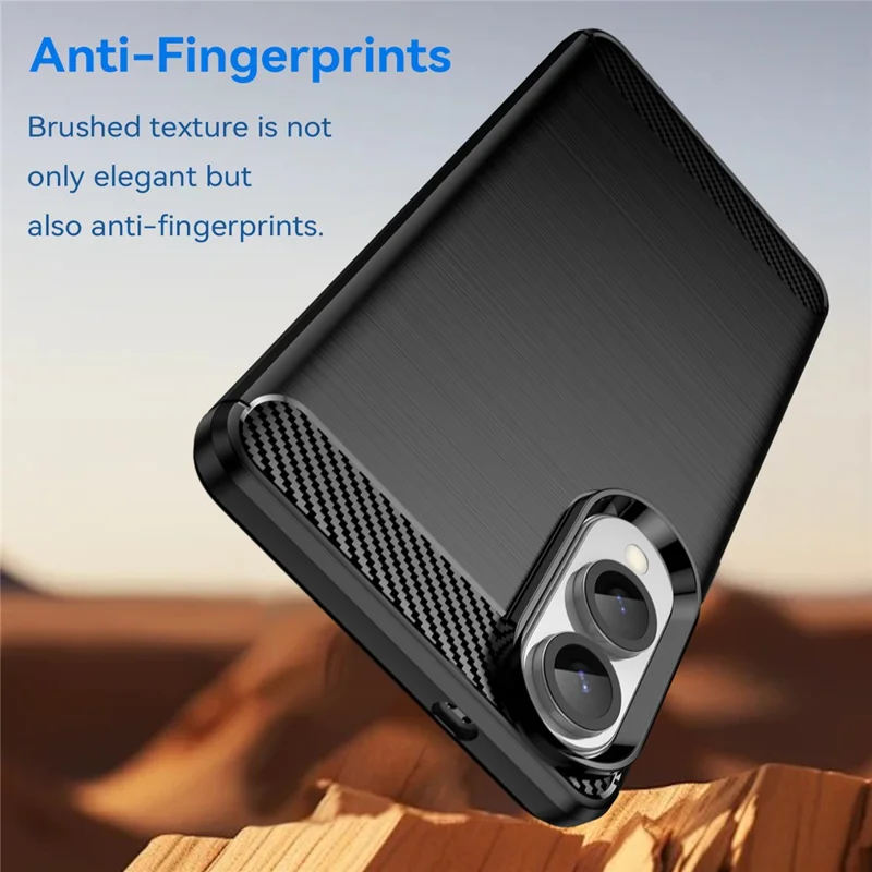For Samsung Galaxy S25 Edge / S25 Slim Case Protective Phone Cover Carbon Fiber Texture Brushed - Black