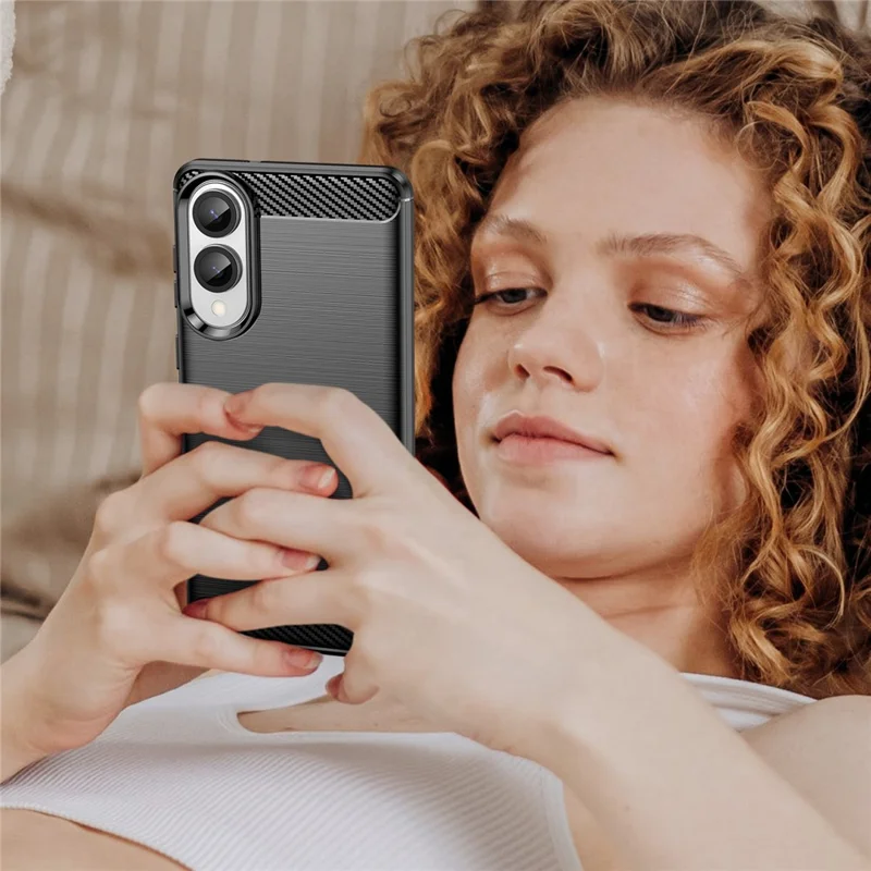 For Samsung Galaxy S25 Edge / S25 Slim Case Protective Phone Cover Carbon Fiber Texture Brushed - Black
