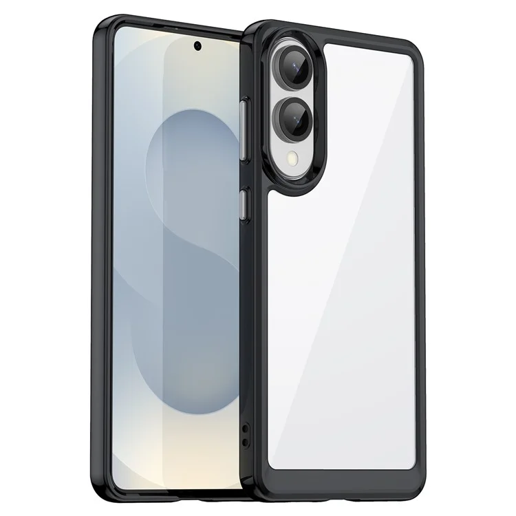 For Samsung Galaxy S25 Edge / S25 Slim Case TPU + Acrylic Protective Clear Phone Cover - Black