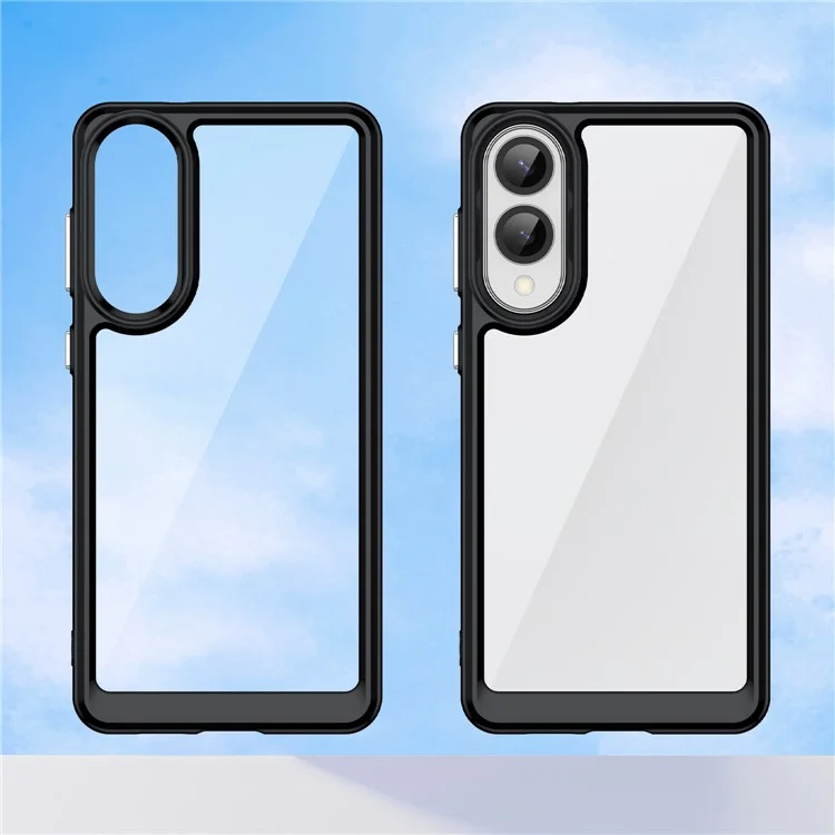For Samsung Galaxy S25 Edge / S25 Slim Case TPU + Acrylic Protective Clear Phone Cover - Black