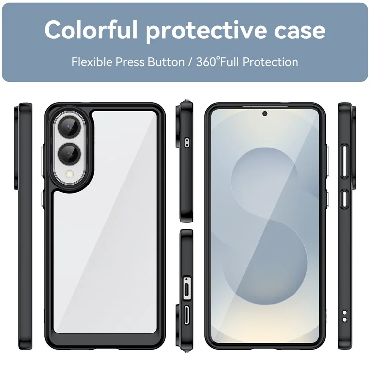 For Samsung Galaxy S25 Edge / S25 Slim Case TPU + Acrylic Protective Clear Phone Cover - Black