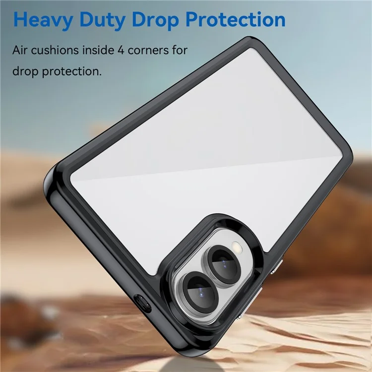 For Samsung Galaxy S25 Edge / S25 Slim Case TPU + Acrylic Protective Clear Phone Cover - Black
