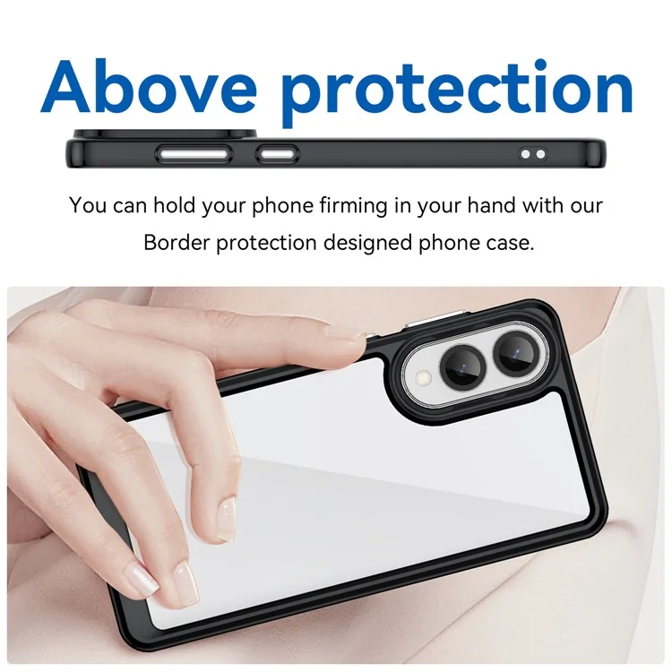 For Samsung Galaxy S25 Edge / S25 Slim Case TPU + Acrylic Protective Clear Phone Cover - Black