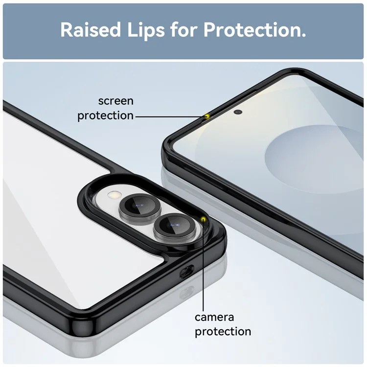 For Samsung Galaxy S25 Edge / S25 Slim Case TPU + Acrylic Protective Clear Phone Cover - Black