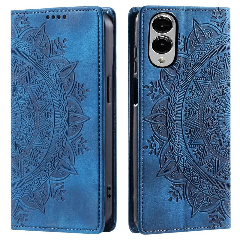 Style-010 per Samsung Galaxy S25 Edge Cover in Pelle con Chiusura Magnetica e Stampa a Motivi - Blu