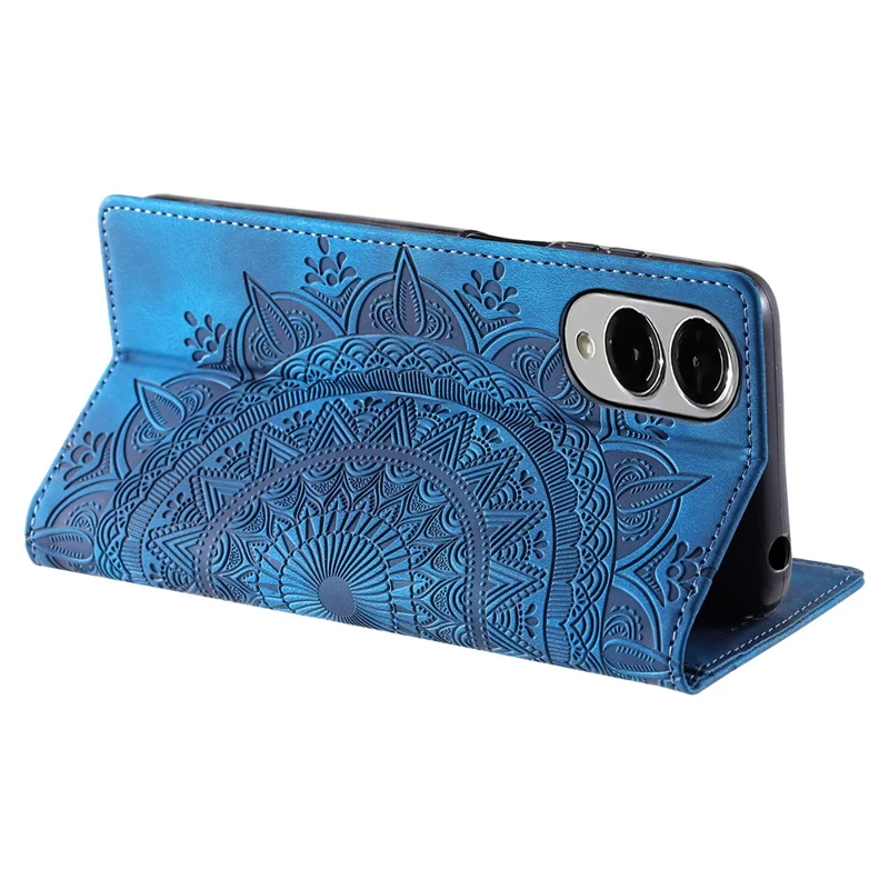 Style-010 per Samsung Galaxy S25 Edge Cover in Pelle con Chiusura Magnetica e Stampa a Motivi - Blu