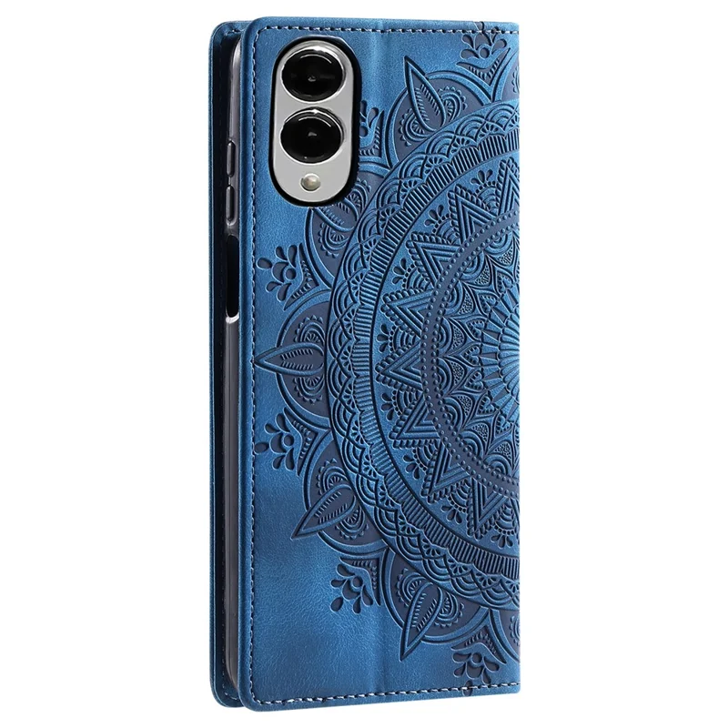 Style-010 per Samsung Galaxy S25 Edge Cover in Pelle con Chiusura Magnetica e Stampa a Motivi - Blu