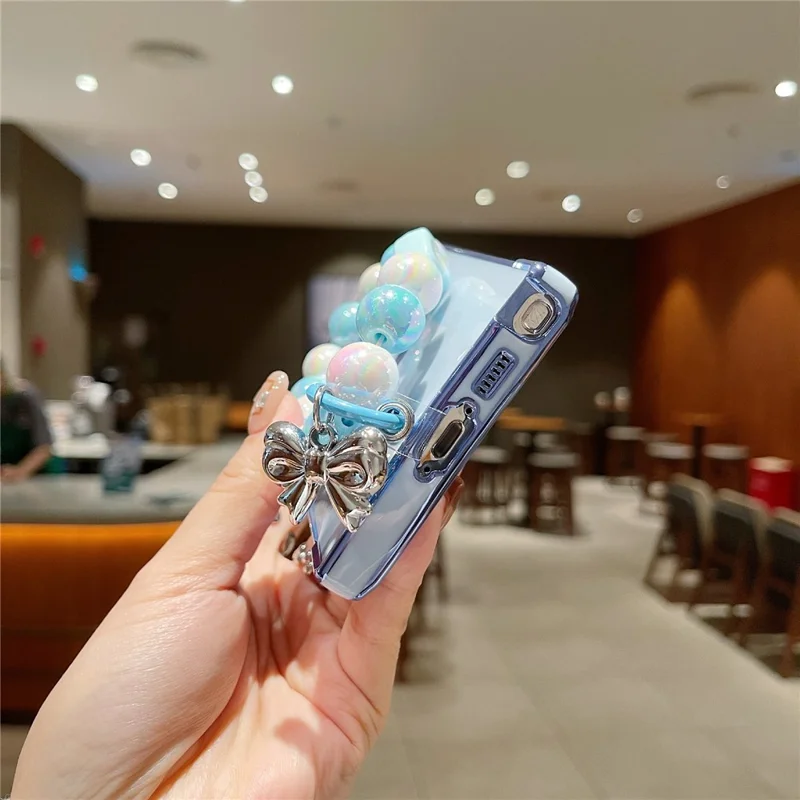 For Samsung Galaxy S25 Ultra Side Electroplate Heart Pattern Case Compatible with Magsafe TPU Phone Cover with Wrist Chain - Purple