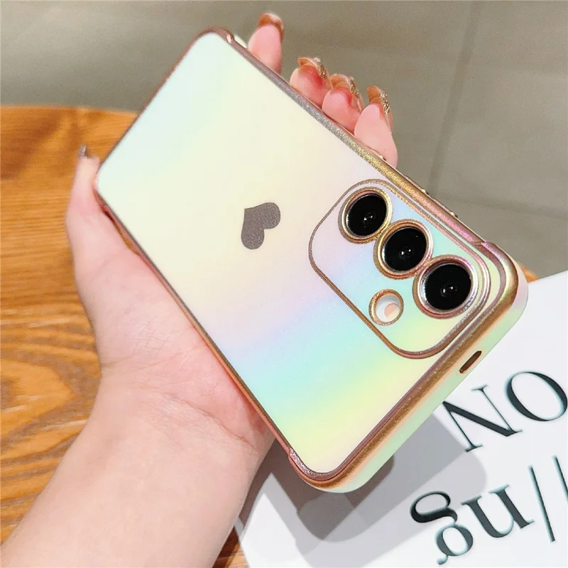 For Samsung Galaxy S25+ Case Dazzling Design Electroplating Heart Pattern TPU Phone Cover - White