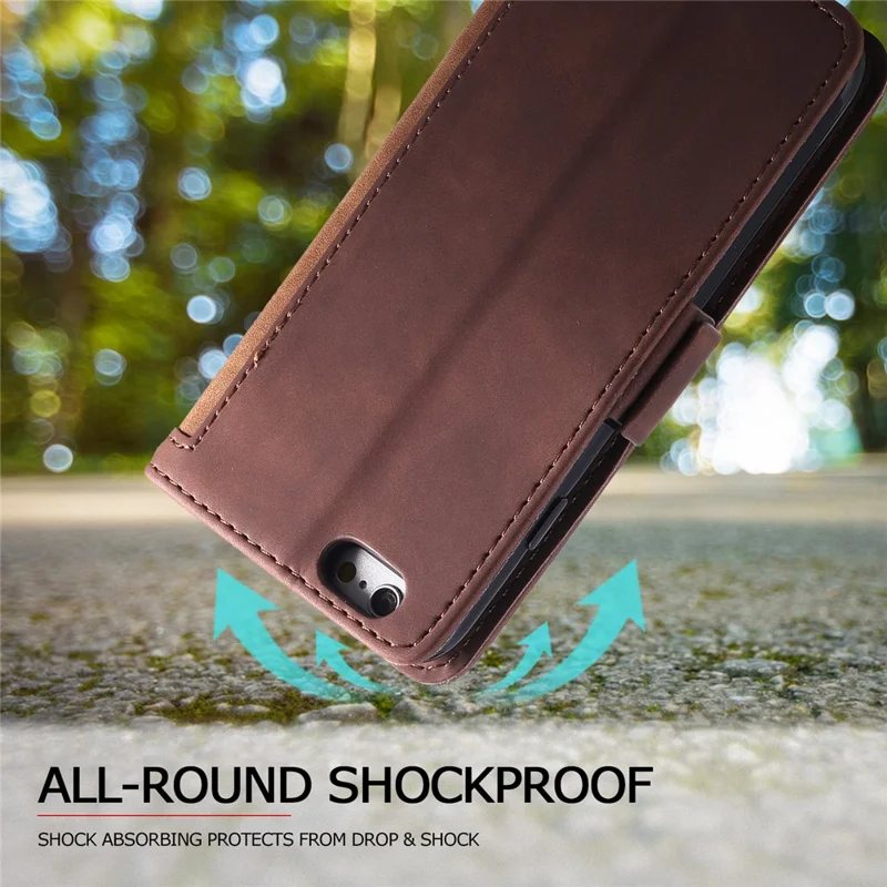 For iPhone 16e Case RFID Blocking Wallet Stand Leather Phone Cover - Brown