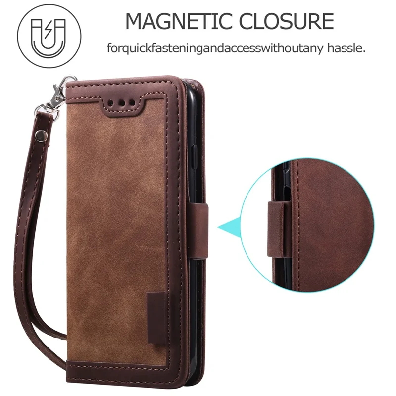 For iPhone 16e Case RFID Blocking Wallet Stand Leather Phone Cover - Brown
