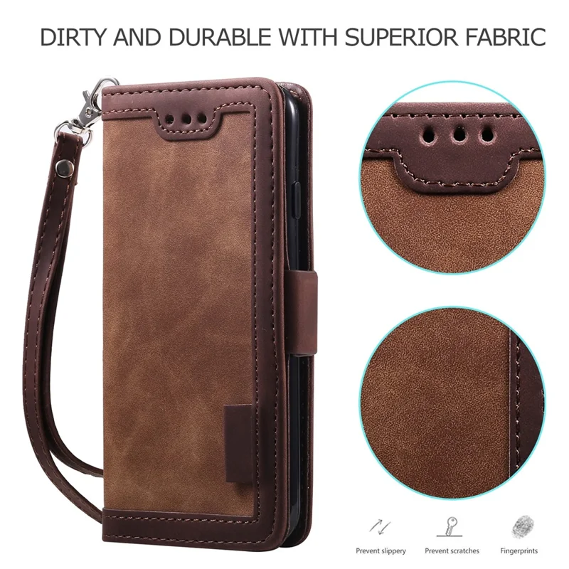 For iPhone 16e Case RFID Blocking Wallet Stand Leather Phone Cover - Brown