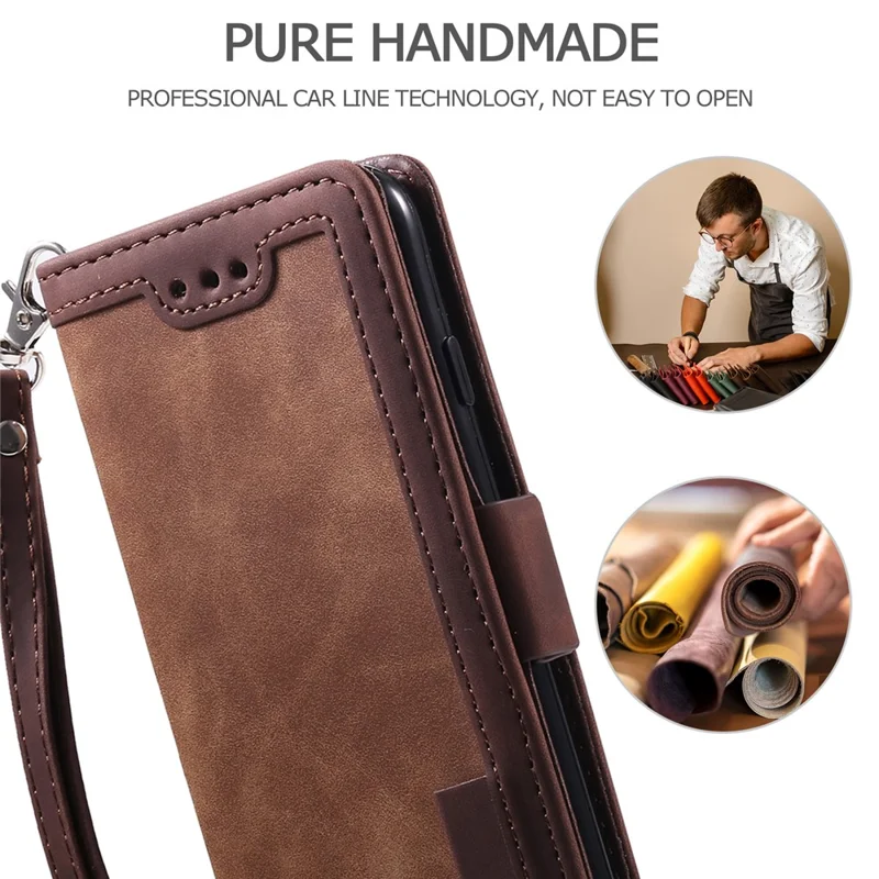 For iPhone 16e Case RFID Blocking Wallet Stand Leather Phone Cover - Brown