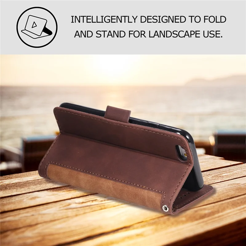 For iPhone 16e Case RFID Blocking Wallet Stand Leather Phone Cover - Brown