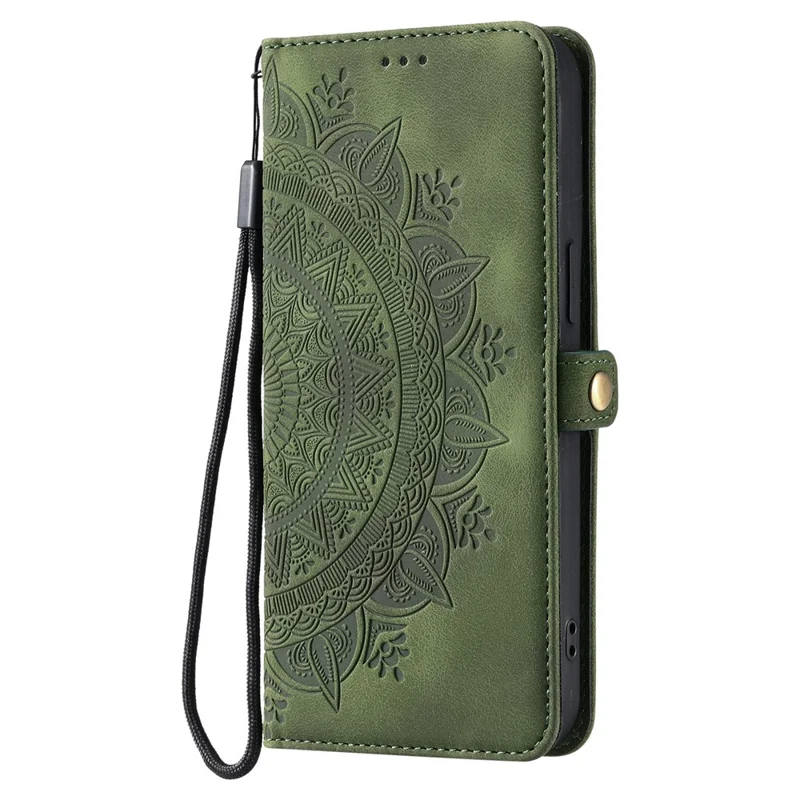 Style 016 für iPhone 16e Hülle Skin Feel Totem Geprägtes Brieftaschenleder Handyhülle - Schwarzgrün