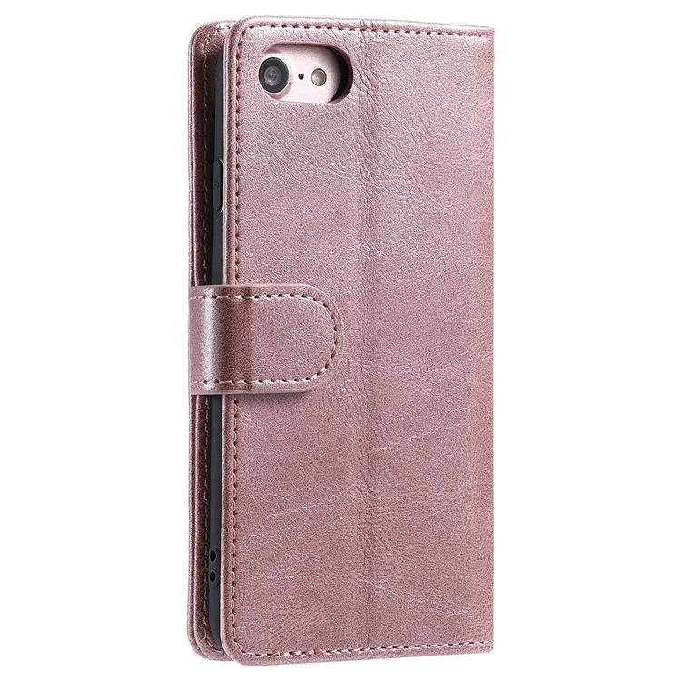 013 Style For iPhone 16e Case PU Leather Anti-Fall Phone Cover with 6 Card Slots - Rose Gold