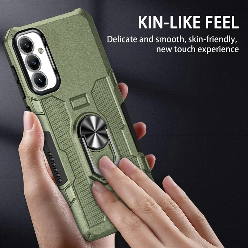 For Samsung Galaxy A15 4G / 5G Phone Case Ring Kickstand PC + TPU Shockproof Cover - Green
